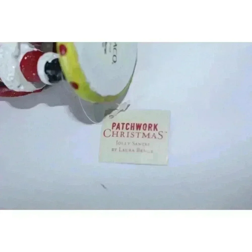 DEMDACO Patchwork Christmas‎ Laura Benge Jolly Santa Claus Figurine 2015